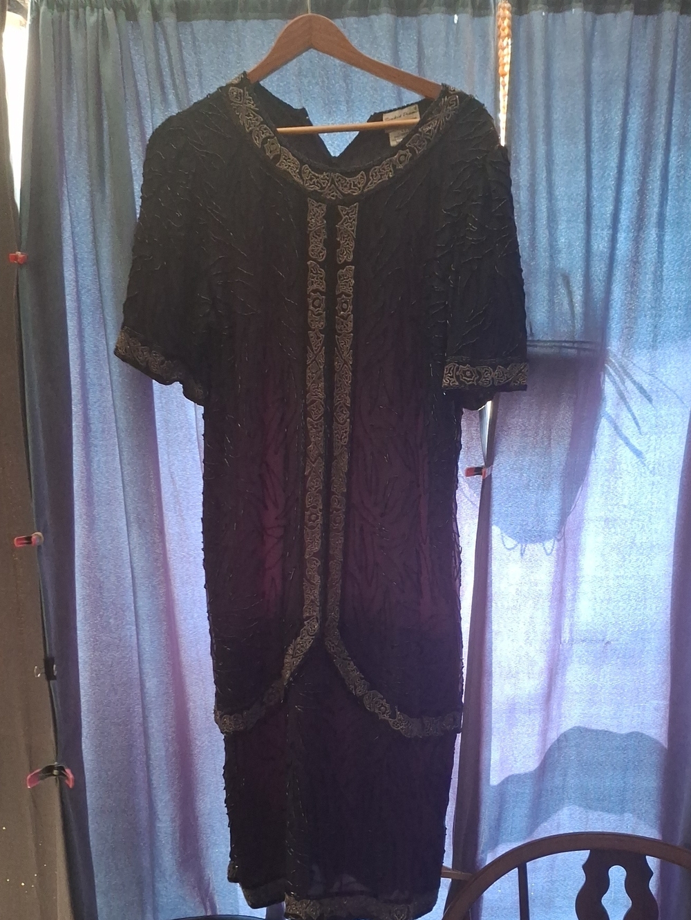 Vintage - Silk Special Occasion Dress With Intricate Bead Embroidered Design